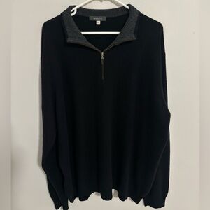 MARIO’S Men's Zip-Up Sweater in Black and Gray 100% Cashmere XXL